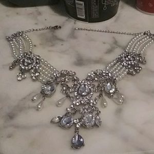 Wedding Necklace  with crystal and pearls